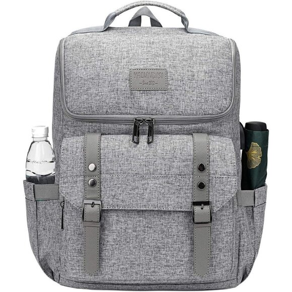 YALUNDISI Vintage Backpack  Travel grey Laptop bag with USB Charging Port. main image 4